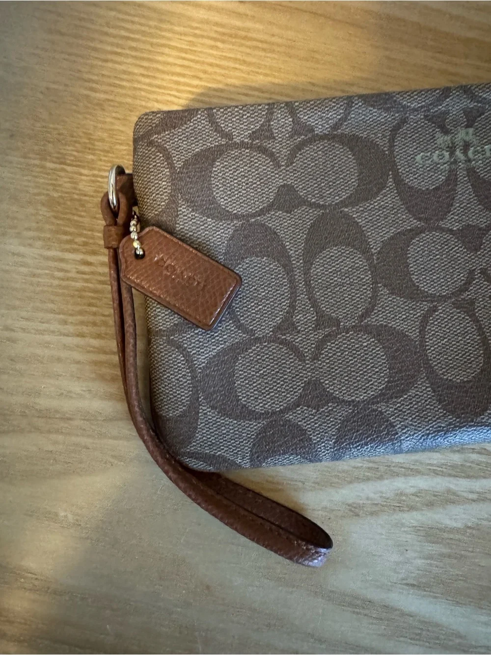 Coach Signature Coated Canvas Wristlet Clutch